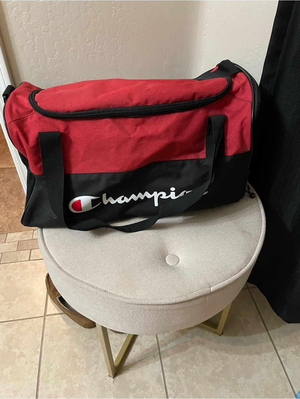 Champion Red and Black Duffel with Logo